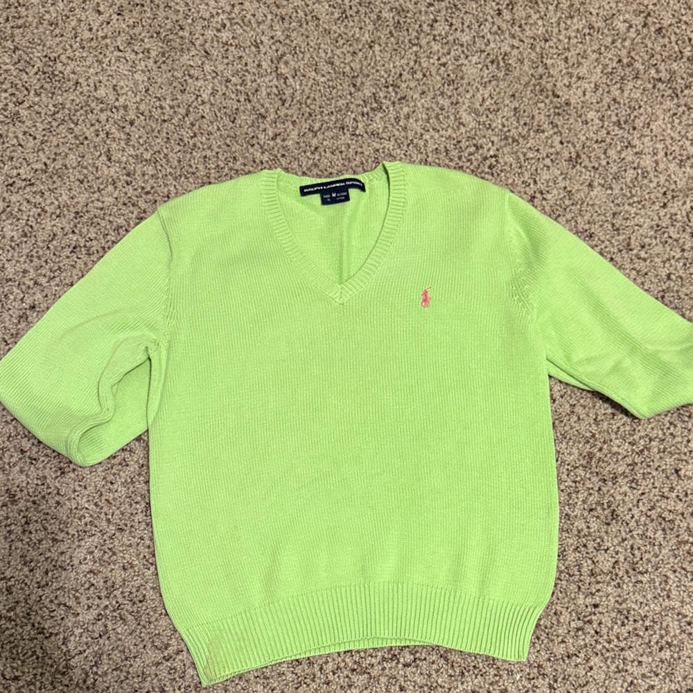 Ralph Lauren Women's Lime V-Neck Sweater